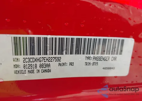 2014 Dodge Charger Sxt из США, поврежденный, VIN 2C3CDXHG7EH227592